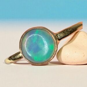 ✨ Ethiopian Opal Ring | Size 6 | 18K Gold Plated | Bright Fire Play